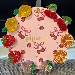 New Piper K Mini Fruit Hair Claw Clips Orange Grapes Strawberry Lemon Cherries